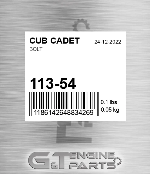 113-54 Bolt for CUB CADET