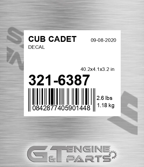 321-6387 Decal for CUB CADET