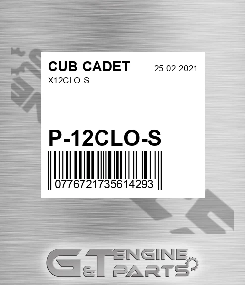 P-12CLO-S X12clo-s for CUB CADET