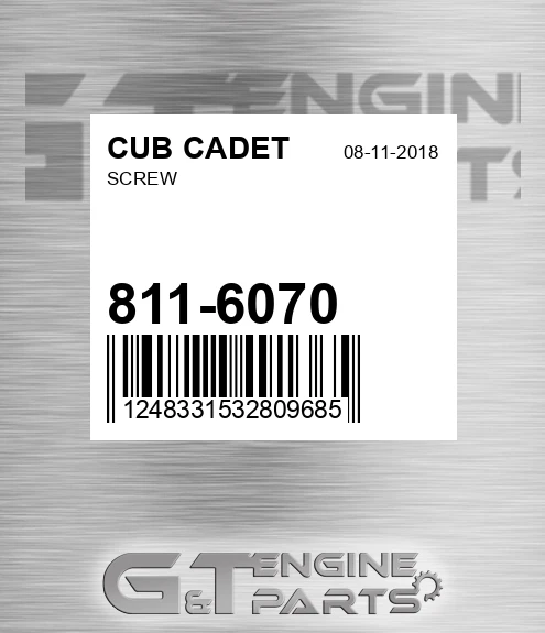 811-6070 Screw for CUB CADET