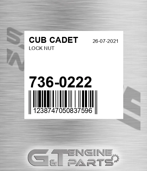 736-0222 Lock Nut for CUB CADET