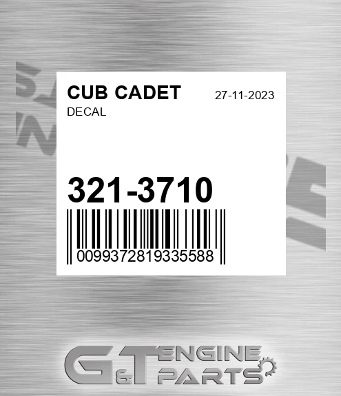 321-3710 Decal for CUB CADET