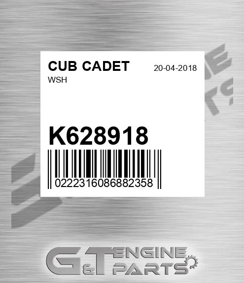 K628918 Wsh for CUB CADET