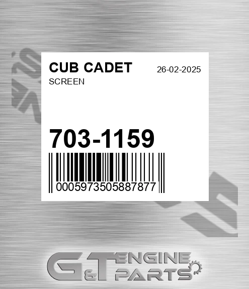 703-1159 Screen for CUB CADET