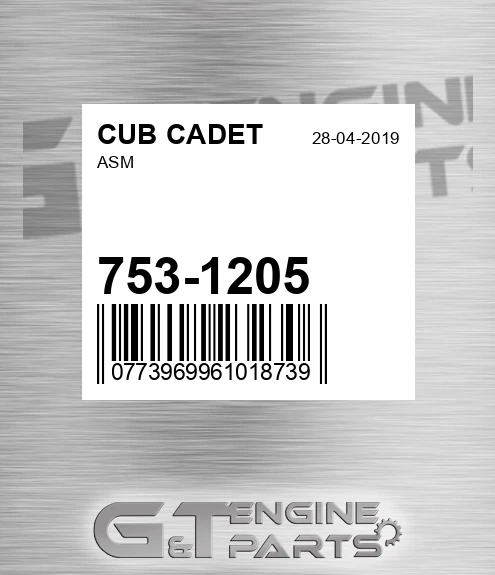 753-1205 Asm for CUB CADET