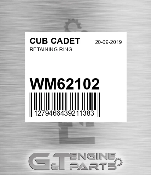 WM62102 Retaining Ring for CUB CADET