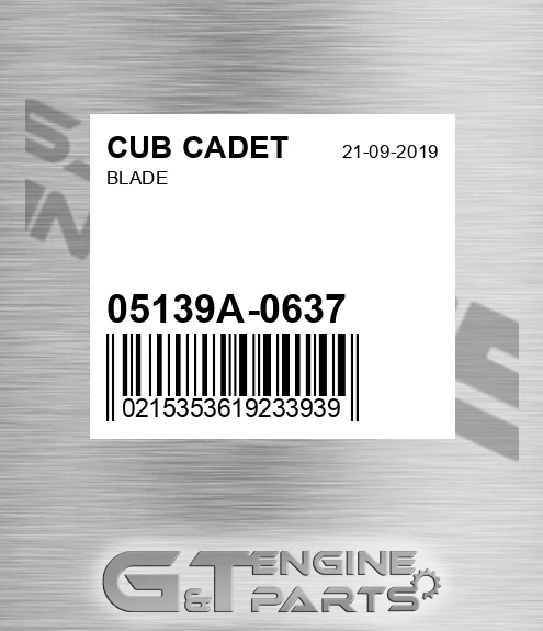05139A-0637 Blade for CUB CADET