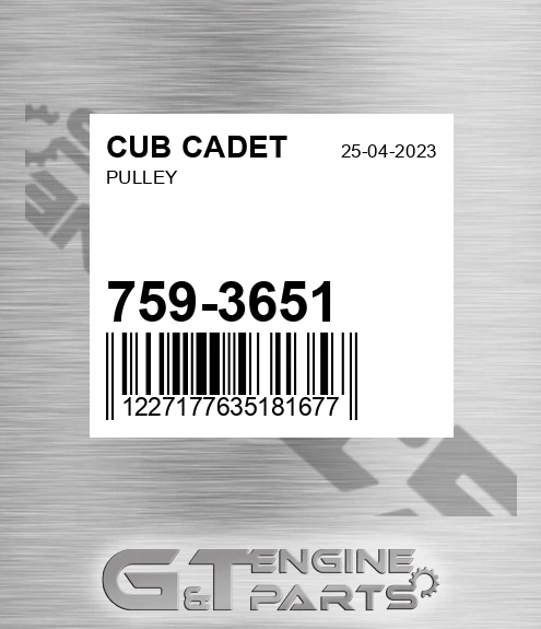 759-3651 Pulley for CUB CADET