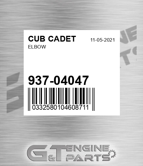 937-04047 Elbow for CUB CADET