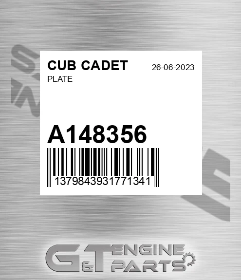 A148356 Plate for CUB CADET