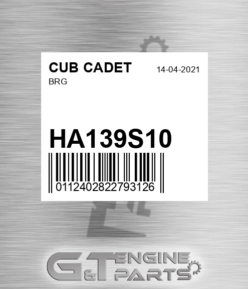 HA139S10 Brg for CUB CADET