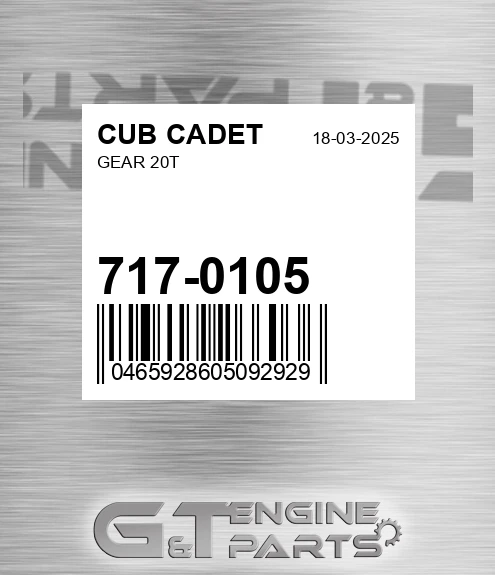 717-0105 Gear 20t for CUB CADET