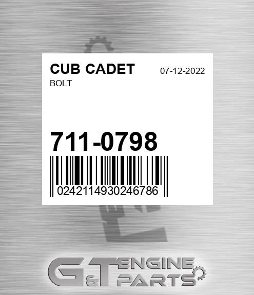 711-0798 Bolt for CUB CADET