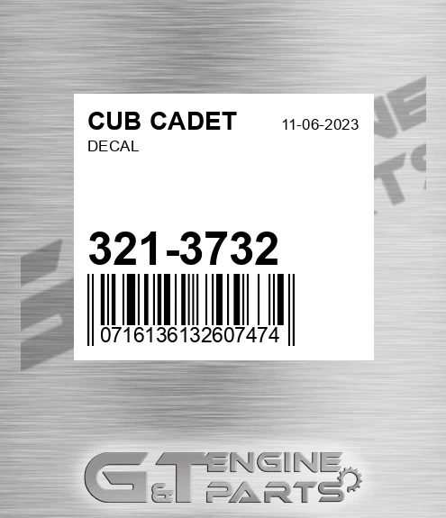 321-3732 Decal for CUB CADET
