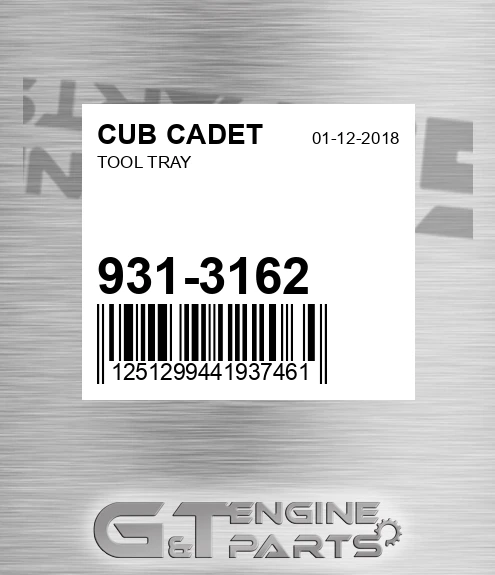 931-3162 Tool Tray for CUB CADET