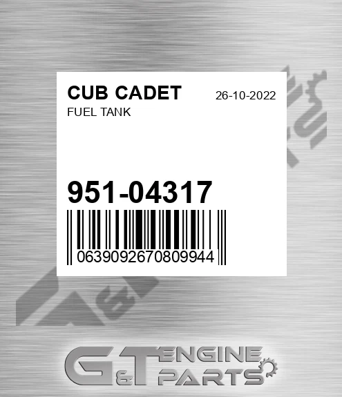 951-04317 Fuel Tank for CUB CADET
