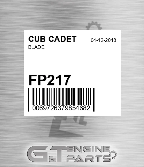 FP217 Blade for CUB CADET