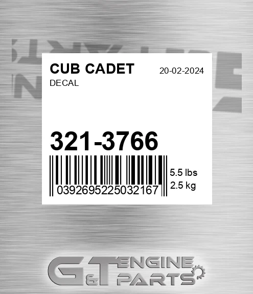 321-3766 Decal for CUB CADET