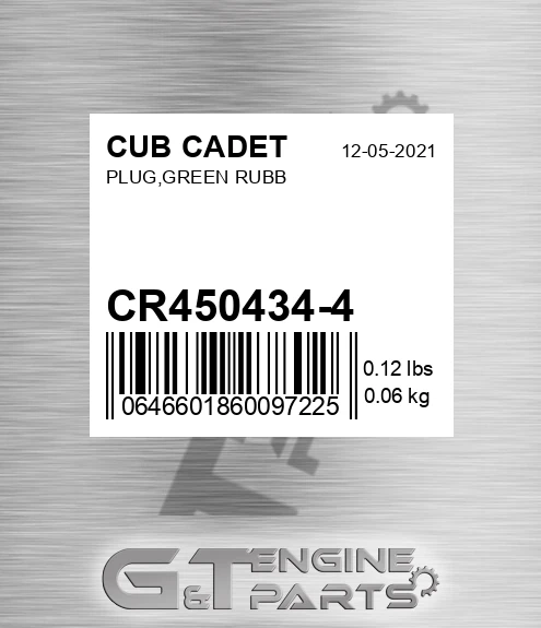 CR450434-4 Plug,green Rubb