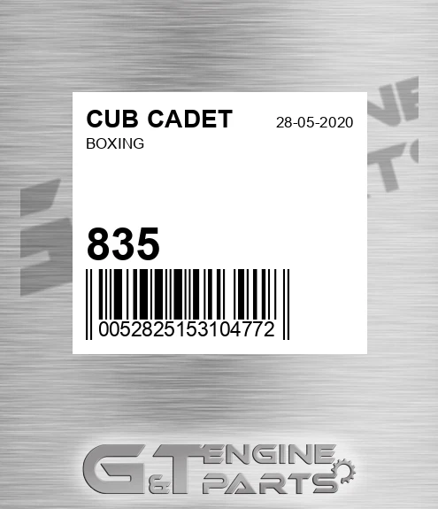 835 CUB CADET Boxing