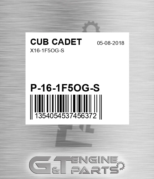P-16-1F5OG-S X16-1f5og-s for CUB CADET