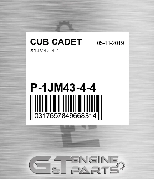 P-1JM43-4-4 X1jm43-4-4 for CUB CADET