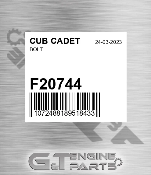 F20744 CUB CADET Bolt