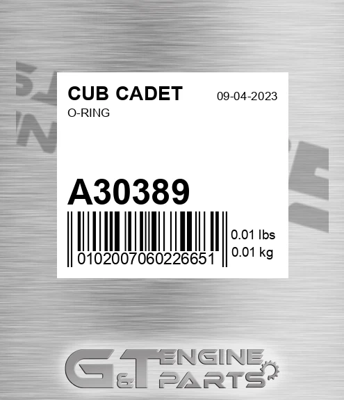 A30389 CUB CADET O-ring