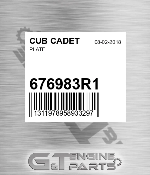 676983R1 Plate for CUB CADET