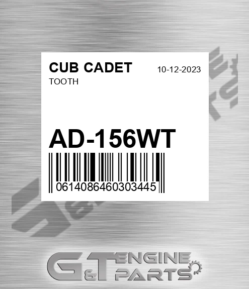 AD-156WT Tooth for CUB CADET