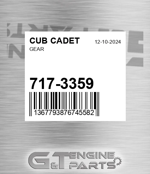 717-3359 Gear for CUB CADET