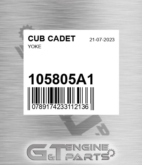 105805A1 Yoke for CUB CADET