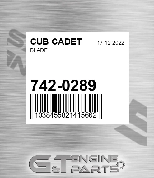 742-0289 Blade for CUB CADET