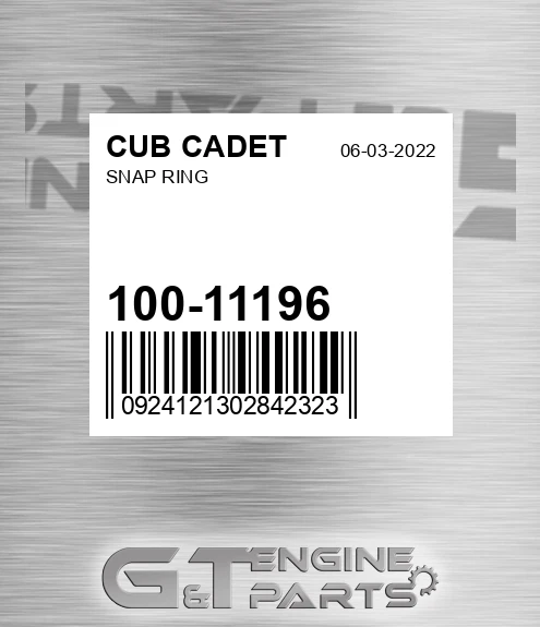 100-11196 CUB CADET Snap Ring
