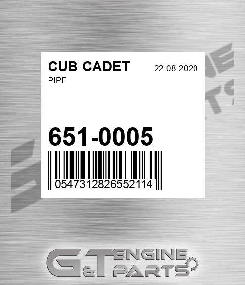 651-0005 Pipe for CUB CADET