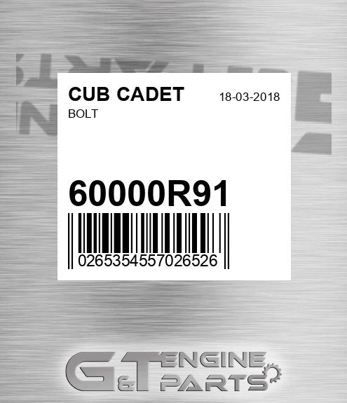 60000R91 Bolt for CUB CADET
