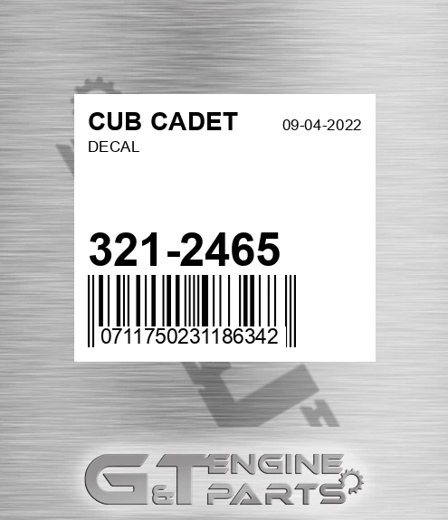 321-2465 Decal for CUB CADET