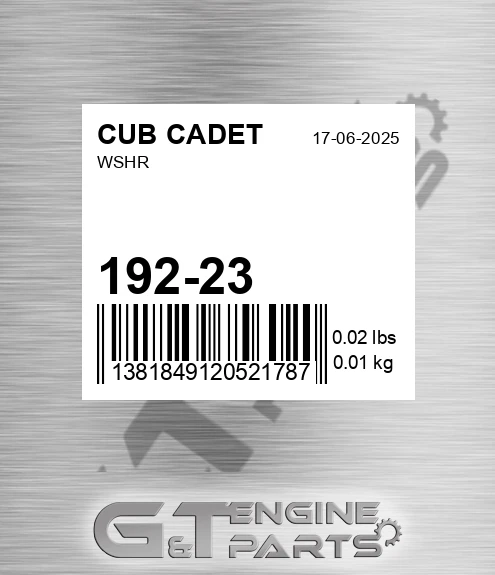 192-23 CUB CADET Wshr
