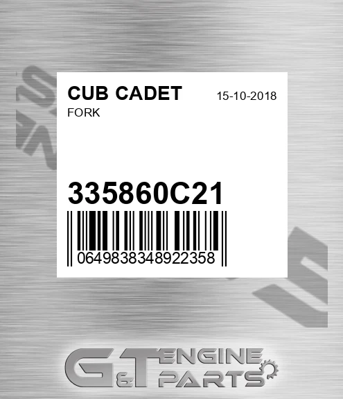 335860C21 Fork for CUB CADET