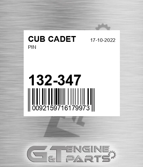 132-347 Pin for CUB CADET