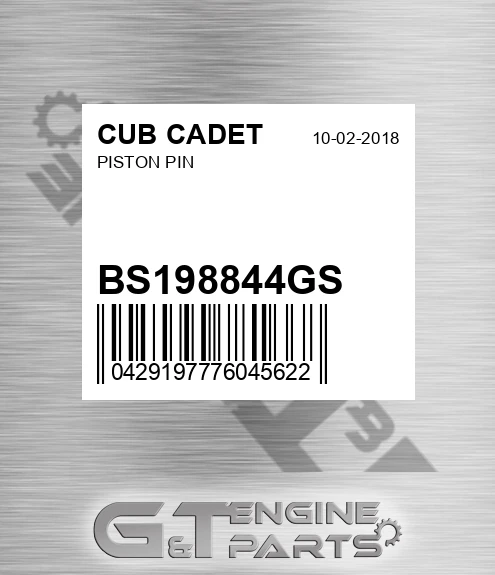 BS198844GS Piston Pin for CUB CADET