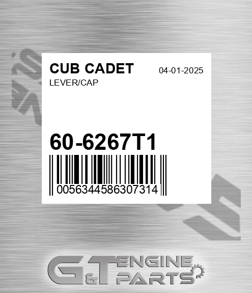 60-6267T1 Lever/cap for CUB CADET