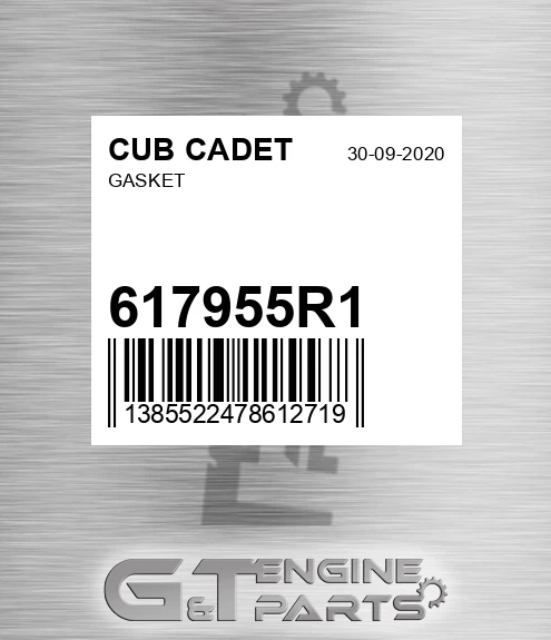 617955R1 Gasket for CUB CADET
