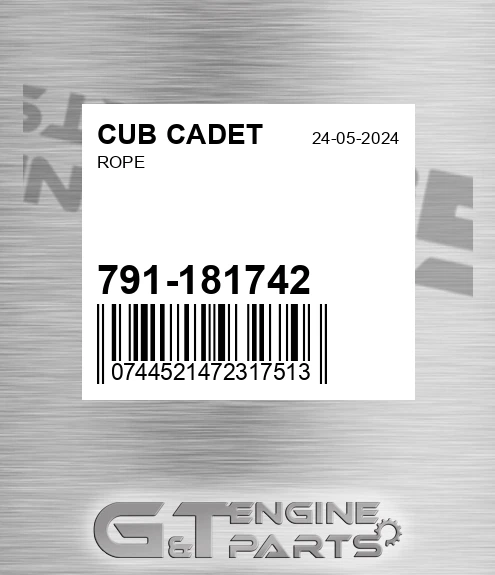 791-181742 Rope for CUB CADET