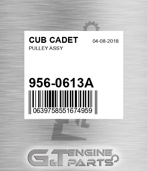 956-0613A Pulley Assy for CUB CADET