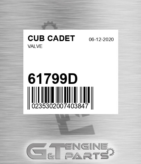 61799D Valve for CUB CADET