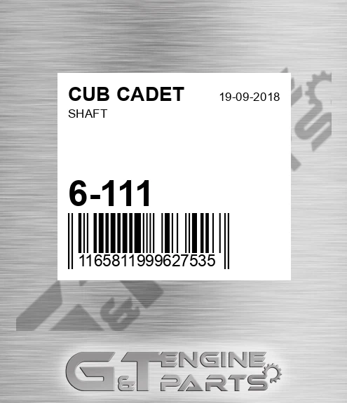 6-111 Shaft for CUB CADET