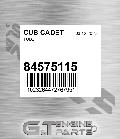84575115 Tube for CUB CADET
