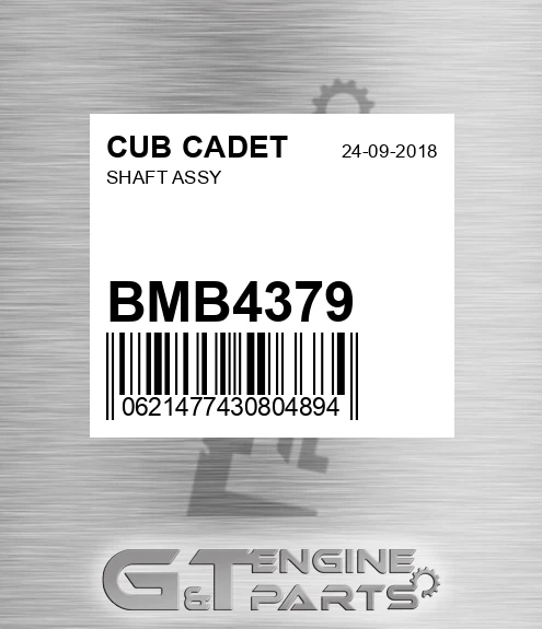 BMB4379 Shaft Assy for CUB CADET
