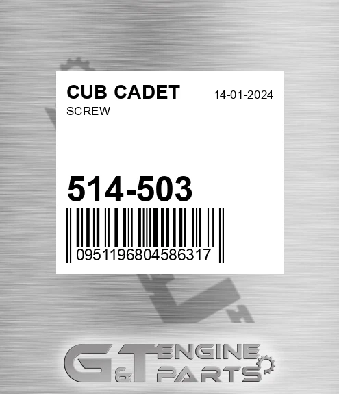 514-503 Screw for CUB CADET